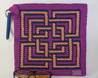 Handmade/tapestry crochet purple bag /tapestry crochet handbag/clutch