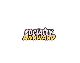 SOCIALLY AWKWARD Enamel Pin | Lapel Pin | Nerdy Gift| Stocking Stuffer | Funny Cartoon Pins | Cute Enamel Pins | Introvert Gifts