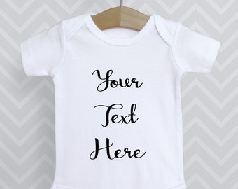 Personalised Bodysuit Baby Grow / Custom Vest / Your Text Here Babygrow / Design Your Own Gift / Baby Shower /  Unisex Clothes / Scroll Font