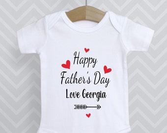 Personalised Father's Day Arrow Baby Grow Bodysuit 2022 | Babygrow Vest | Baby Shower Gift 1st Fathers Dad Daddy | Choice of heart colour