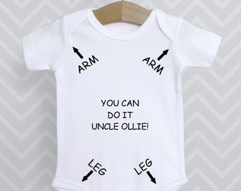 Personalised You Can Do It Uncle ... Instruction Funny Baby Grow Bodysuit Babygrow Vest Gift Cute Baby Shower Gift Auntie Boy Girl Unisex