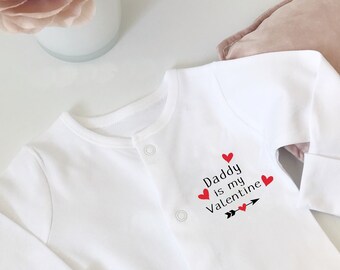 Daddy is my Valentine Sleepsuit / Valentine's Day / Baby grow Bodysuit Romper / All in one / New Baby Gift Baby Clothing