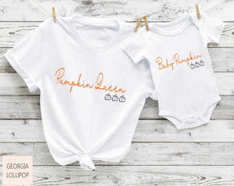 Pumpkin Queen Halloween Matching T-Shirt and Bodysuit Set / Baby Grow  Babygrow / Tee / Mama / Mummy & Me / Mum / Daughter Son / Mini Me