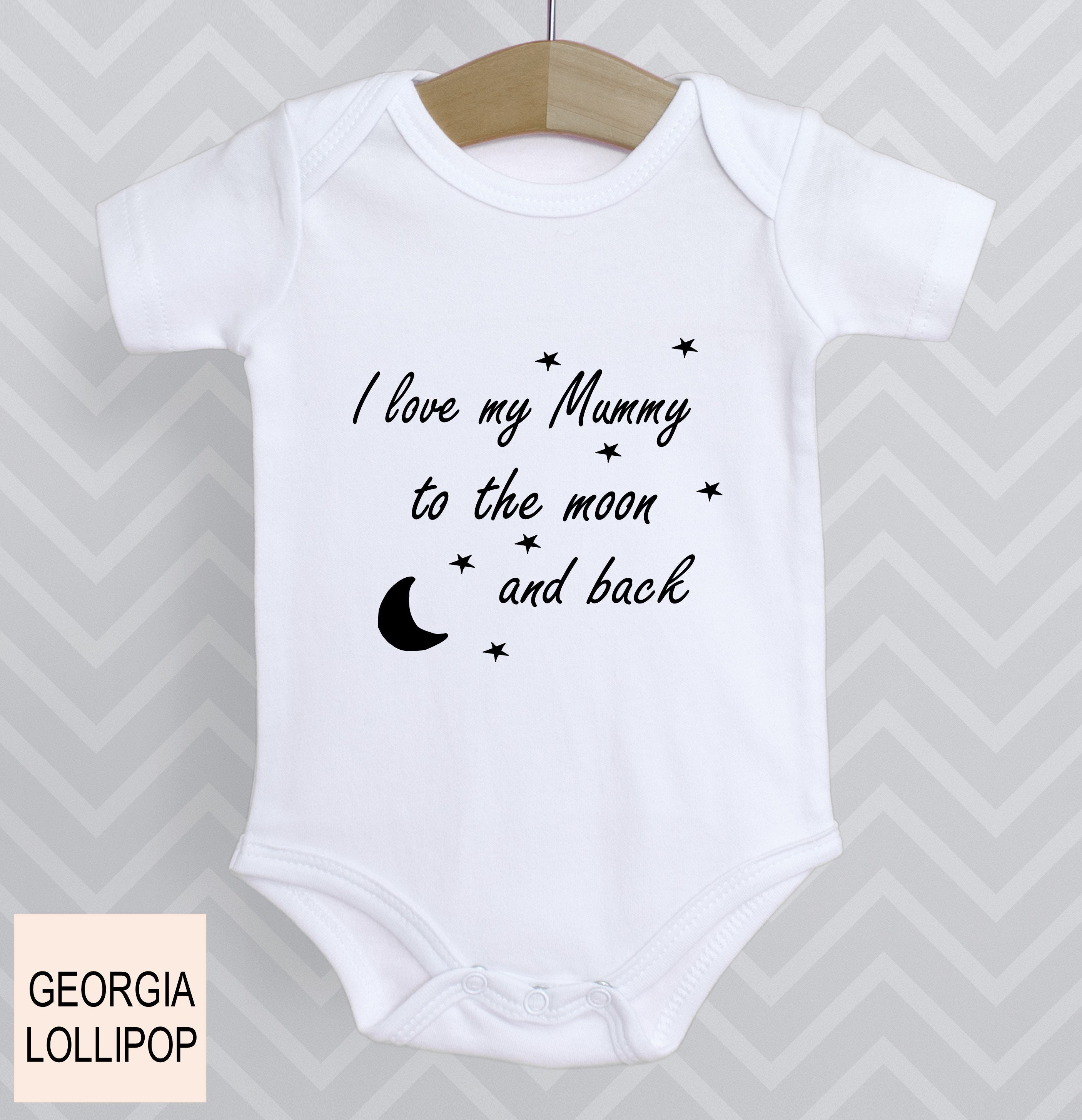 I love my Mummy to the moon & back Babygrow Baby Grow Top Vest Baby Shower Gift 