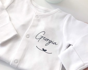 Personalised Baby Name Surname Sleepsuit / Baby grow Bodysuit Romper / Announcement  All in one / New Baby Gift Baby Clothing