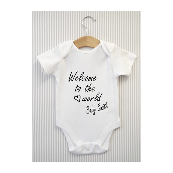 welcome to the world personalised baby grow
