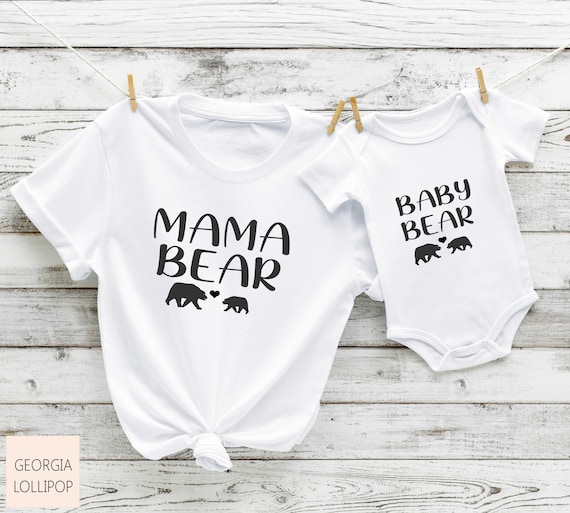 Mama Bear Baby Bear Matching T-Shirt and Bodysuit Set / Baby Grow  Babygrow / Tee / Mama / Mummy & Me / Mum / Baby Shower / Daughter Son