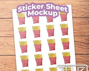 Sticker Sheet Mockup, Professional Photoshop PSD Template