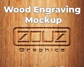 Wood Engraving Logo Mockup: Embossed Photoshop Template (PSD)