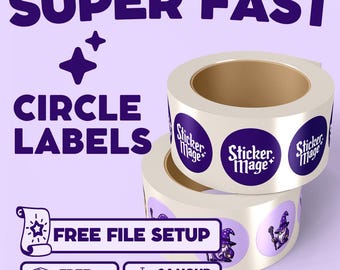 Custom 2" Circle Roll Labels. Waterproof full color