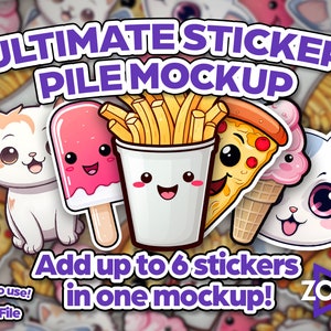 Sticker Pile Mockup: Professional Photoshop Template (PSD)
