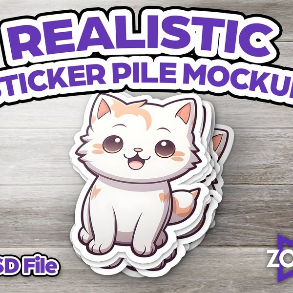 REALISTIC STICKER PILE  Mockup, sticker pile mockup, realistic Photoshop template, sticker mockup, psd template, smart object replacement