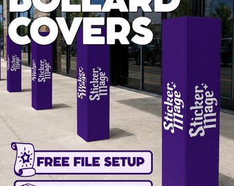 Custom Bollard Cover | Printed Pole Sleeve | Post Cover Sign | Business Logo Storefront Sign | Parking Lot Bollard Sock