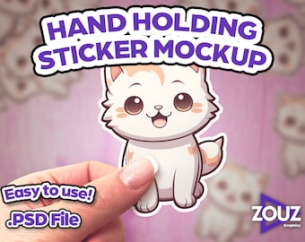 Hand Holding Sticker Mockup: Professional PSD Template