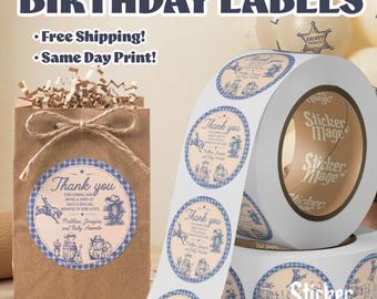 Custom 2" Birthday Labels | Personalized Name & Age Stickers | Party Favor Labels | Treat Bag Stickers | Fast Turnaround