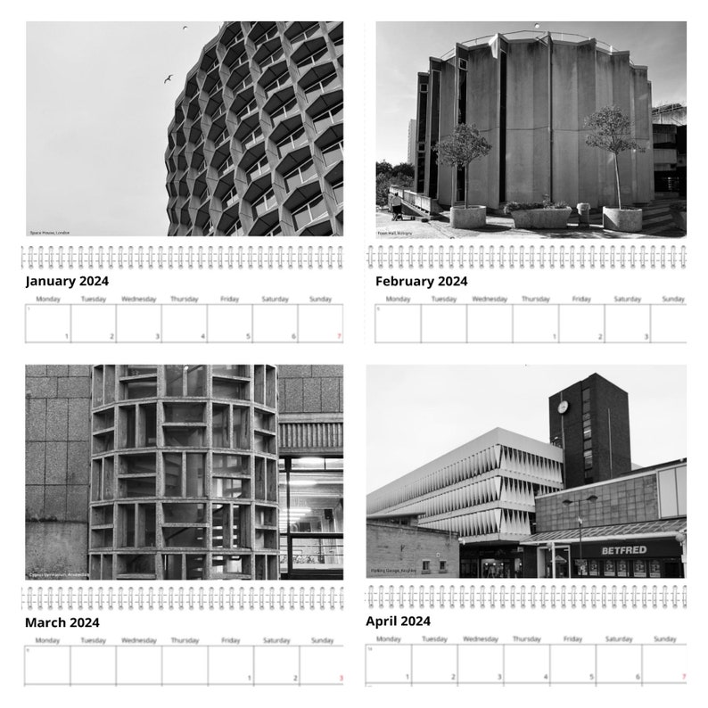 2024 Brutal Modernist and Modern Architecture Calendar by Etsy
