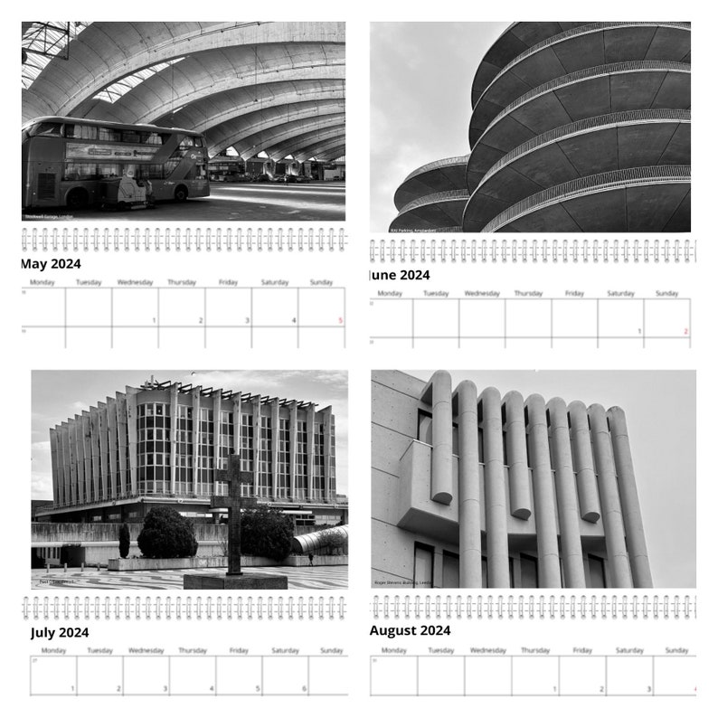 2024 Brutal Modernist and Modern Architecture Calendar by Etsy UK