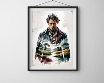 Heathcliff Wall Art Print | Wuthering Heights Literary Legends | Gothic Book Decor Download