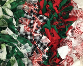 Farmhouse Christmas Rag Garland - Hand Made 42"