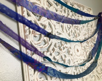 Bohemian Sari Silk Streamer Garland ~Blue & Purple