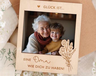 Oma Geschenk Bilderrahmen mit Magnet aus Holz