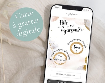 Carte á gratter digitale Garçon ou fille - Idee annonce sexe bebe - Gender reveal