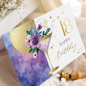 Geburtstagskarte 18 Mädchen - Happy Birthday Karte 18 - Karte zum 18. Geburtstag Mädchen