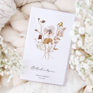 Mutter Kind Passhülle Österreich personalisiert - Herbstblume MukiPass mit Namen - personalisierte Mutterkindpasshülle Österreich