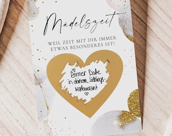 Mädelszeit Rubbelkarte, Gutschein beste Freundin, Freundinnen Geschenk, Erlebnisgutschein, Geschenk Freundin, Mädelsabend