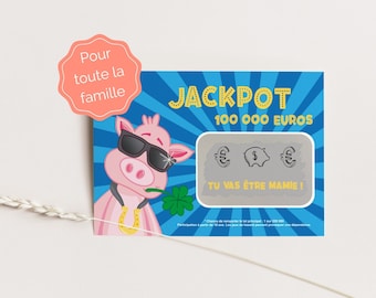 Jackpot ticket a gratter annonce grossesse - Jeu à gratter annonce grossesse famille - Faux ticket a gratter gagnant