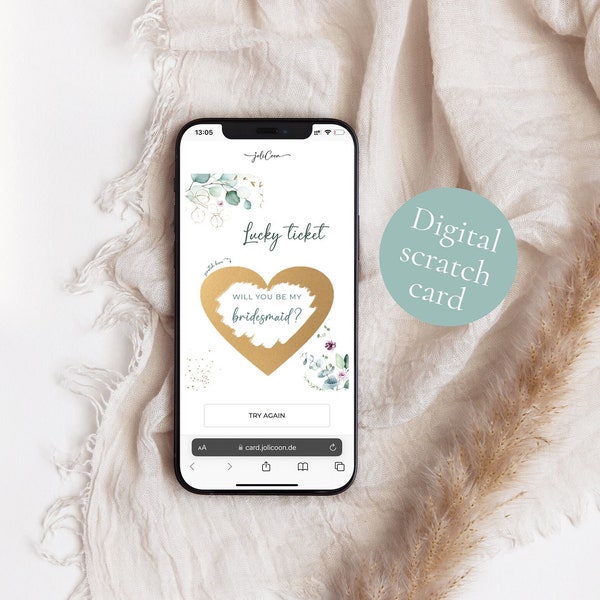 Digital will you be my bridesmaid scratch card - Digital bridesmaid proposal scratch card - Will you be my bridesmaid ecard
