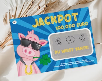 Lotto-Jackpotlos Du wirst Tante - Schwangerschaft verkünden Tante - Wir bekommen ein Baby - Rubbellos Tante