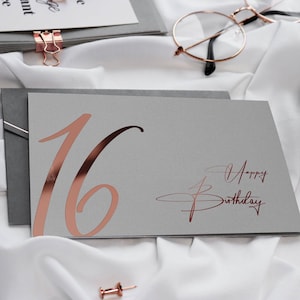 16 Geburtstag Karte - Geburtstagskarte 16 Geburtstag mit Kuvert und Wachssiegel