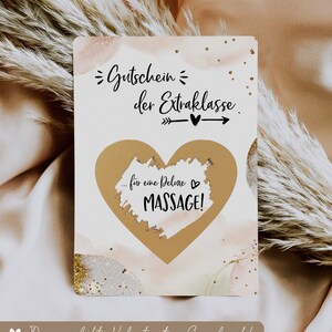 Gutschein für eine Massage Rubbellos - Valentinstagskarte