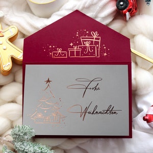 Edle Weihnachtskarten mit Kuvert und Siegelsticker - Weihnachtskarten mit Umschlag Set - Frohe Weihnachten