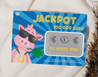 Lotto-Jackpotlos Du wirst Opa - Schwangerschaft verkünden Großeltern - Wir bekommen ein Baby - Rubbellos Opa