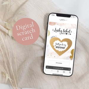 Digital will you be my bridesmaid scratch card - Digital bridesmaid proposal scratch card - Will you be my bridesmaid ecard