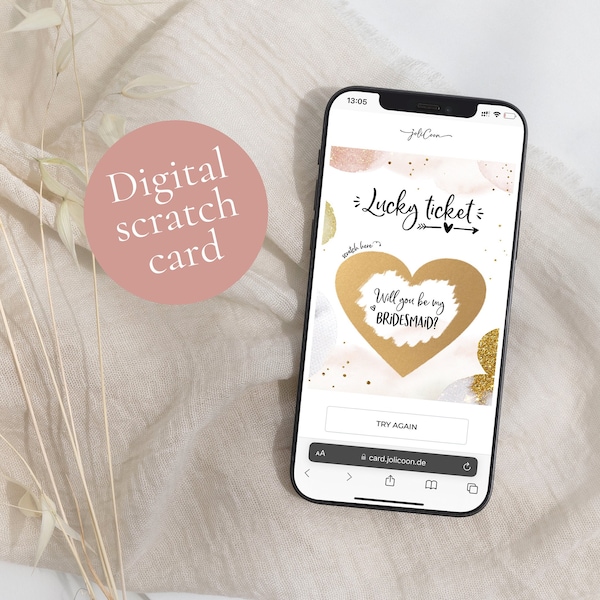 Digital will you be my bridesmaid scratch card - Digital bridesmaid proposal scratch card - Will you be my bridesmaid ecard