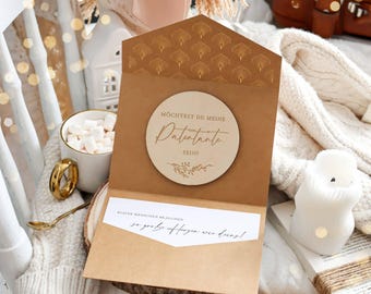 Holzscheibe Willst du meine Patentante sein im Klappkuvert - Patentante fragen