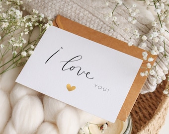 I love you card with natural envelope and wax seal