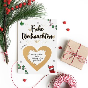 Weihnachtskarte Frohe Weihnachten - Überraschungs Weihnachtskarte als Rubbellos