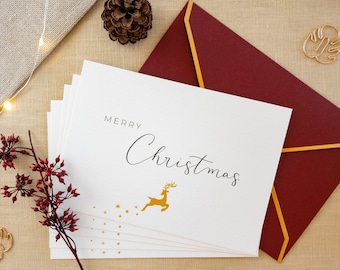 Weihnachtskarte Merry Christmas mit Wachssiegel - Weihnachtskarten Set - Weihnachtsgrußkarten