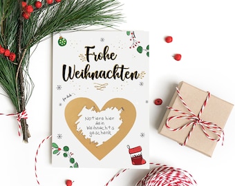 Weihnachtskarte Frohe Weihnachten - Überraschungs Weihnachtskarte als Rubbellos