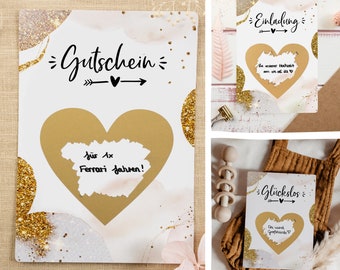 Gutschein Rubbellose selber machen - Gutschein Geburtstag oder Hochzeit - Gutscheinkarten zum Selbstausfüllen