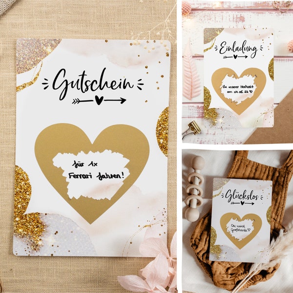 Gutschein Rubbellose selber machen - Gutschein Geburtstag oder Hochzeit - Gutscheinkarten zum Selbstausfüllen