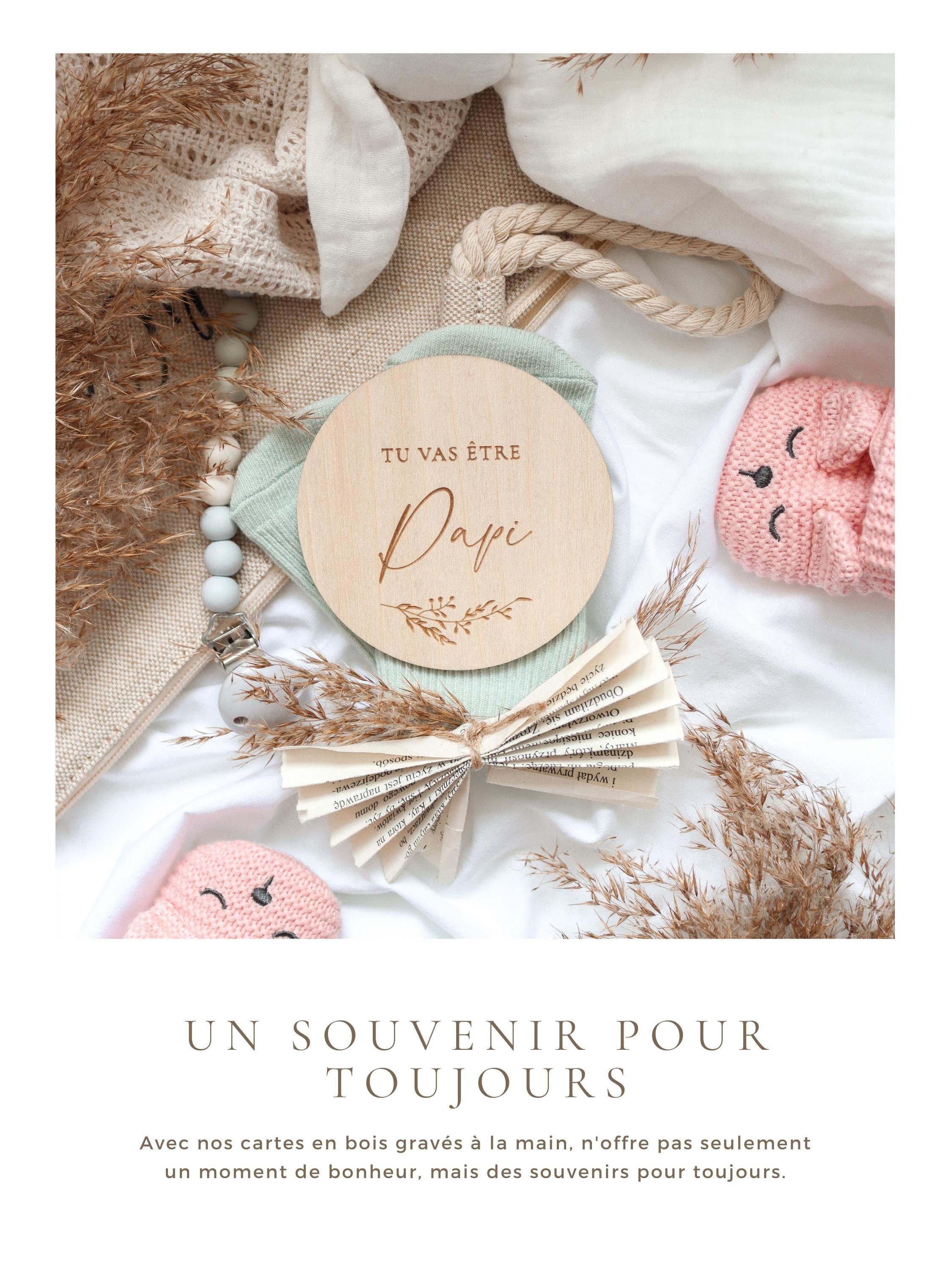 Petit oeuf en bois dans sa pochette en coton, annonce de grossesse,  naissance, tu vas être papa, tata, tonton, idée cadeau femme enceinte,  décoration champêtre, souvenir : : Produits Handmade