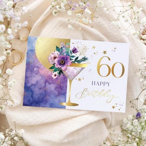 Geburtstagskarte 60 Frau - Happy Birthday Karte 60 - Karte zum 60. Geburtstag Frau