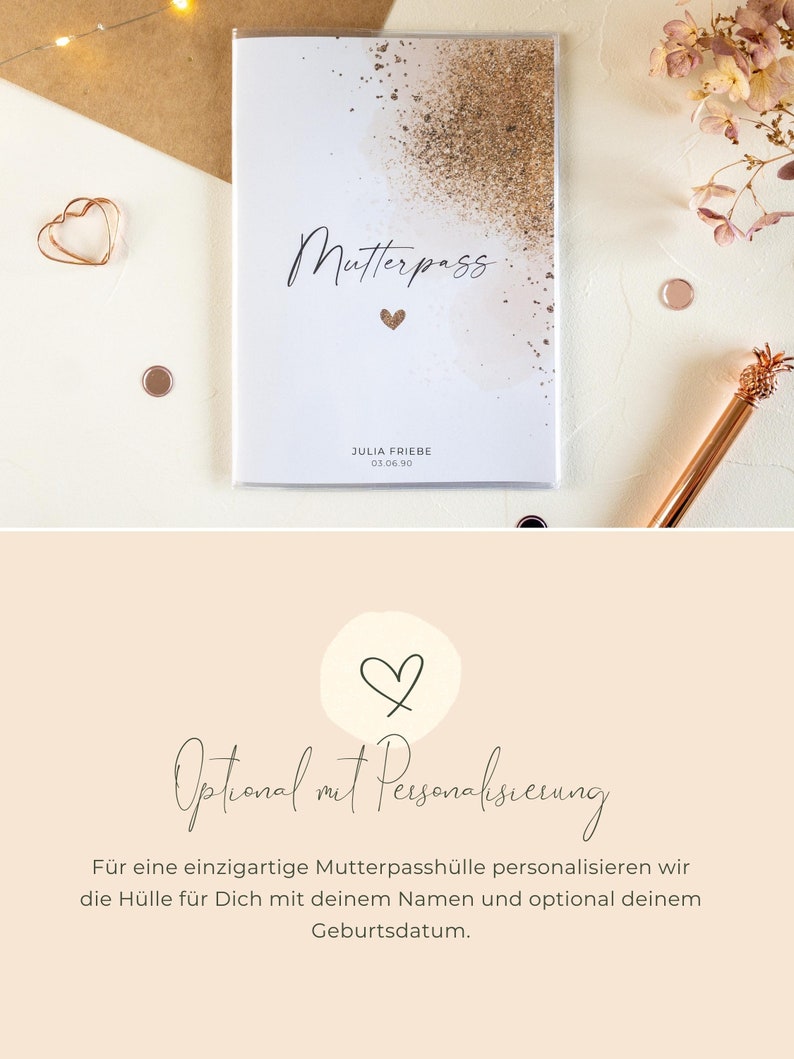 Mutterpasshülle personalisiert MOMMY TO BE mit Namen Hülle Mutterpass Geschenk Schwangerschaft werdende Mama Bild 4