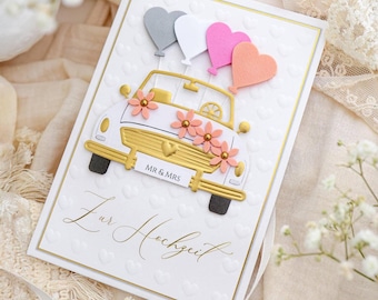 3D Hochzeitskarte mit Fine Art Kuvert und Siegelsticker