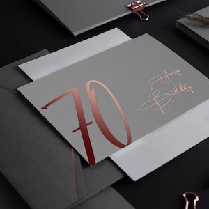 70 Geburtstag Karte - Geburtstagskarte 70 mit Kuvert und Wachssiegel